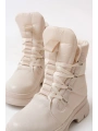 ASM-083 Bej Bağcıklı Su Geçirmez Kadın Kar Botu