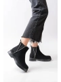 02-02 Siyah Süet Taş Aksesuarlı Lastikli Günlük Kadın Bot