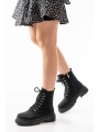 812-2121 Siyah Zümrüt Bağcıklı Fermuarlı Günlük Kadın Bot