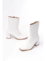 MSK-032 Beyaz Topuklu Fermuarlı Kadın Bot