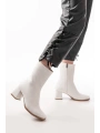 MSK-032 Beyaz Topuklu Fermuarlı Kadın Bot