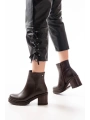 767-3020 Kahverengi Fermuarlı Kalın Topuklu Günlük Kadın Bot