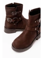 02-2013 Kahverengi Süet Toka Aksesuarlı Fermuarlı Günlük Kadın Bot