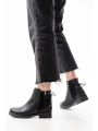 165-209 Siyah Arka Bağcık Aksesuarlı Fermuarlı Günlük Kadın Bot