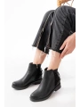 165-209 Siyah Arka Bağcık Aksesuarlı Fermuarlı Günlük Kadın Bot