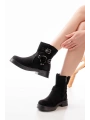 02-2013 Siyah Süet Toka Aksesuarlı Fermuarlı Günlük Kadın Bot