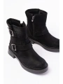 02-2014 Siyah Süet Toka Aksesuarlı Günlük Kadın Bot
