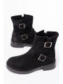 02-2014 Siyah Süet Toka Aksesuarlı Günlük Kadın Bot