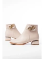 RM-504 Bej Toka Aksesuarlı Topuklu Fermuarlı Günlük Kadın Bot