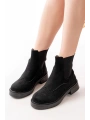 02-2002 Siyah Süet Lastikli Günlük Kadın Bot