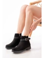 165-204/1 Siyah Süet Toka Aksesuarlı Fermuarlı Günlük Kadın Bot