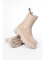 FZ-299 Bej Süet Yüksek Tabanlı Lastikli Günlük Kadın Bot