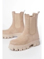 FZ-299 Bej Süet Yüksek Tabanlı Lastikli Günlük Kadın Bot
