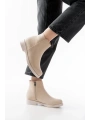 165-204 Bej Süet Fermuarlı Günlük Kadın Bot