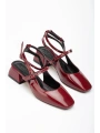 ST-003 Bordo Rugan Günlük 4 cm Topuklu Bayan Ayakkabı