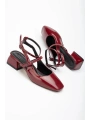 ST-003 Bordo Rugan Günlük 4 cm Topuklu Bayan Ayakkabı