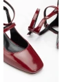 ST-003 Bordo Rugan Günlük 4 cm Topuklu Bayan Ayakkabı