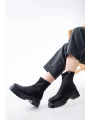 236-2011 Siyah Dalgıç Fermuarlı Günlük Kadın Bot