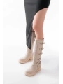 02-346 Bej Düz Topuklu Günlük Bayan Binici Çizme