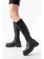 812-301 Siyah Streç Arkadan Fermuarlı Günlük Kadın Çizme