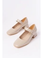 ST-006 Bej Rugan Günlük 4 cm Topuklu Bayan Ayakkabı
