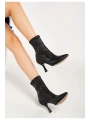 VRT-023 Siyah Yüksek İnce Topuklu Streç Kadın Bot