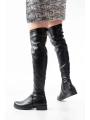165-Streç Siyah Diz Üstü Fermuarlı Günlük Kadın Çizme