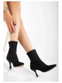 VRT-023 Siyah Süet Yüksek İnce Topuklu Streç Kadın Bot
