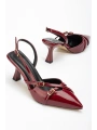 ST-005 Bordo Rugan Günlük 7 cm Topuklu Bayan Ayakkabı