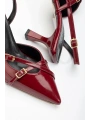 ST-005 Bordo Rugan Günlük 7 cm Topuklu Bayan Ayakkabı