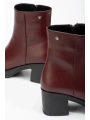 5109-3022 Bordo Fermuarlı Kalın Topuklu Günlük Kadın Bot