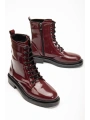 2024-2289 Bordo Rugan Bağcıklı Fermuarlı Günlük Kadın Bot