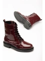 2024-2289 Bordo Rugan Bağcıklı Fermuarlı Günlük Kadın Bot