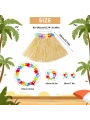 Yetişkin Çocuk Hawaii Parti Seti - 40 Cm Naturel Etek + Çiçek Aksesuarlar (5 Parça)