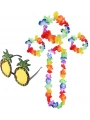 Renkli Ananas Gözlük, Taç, Kolye Ve Bileklik Seti