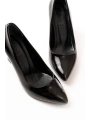 ST-001 Siyah Rugan Günlük 9 cm Topuklu Bayan Stiletto Ayakkabı