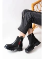 ASM-086 Siyah Fashion Aksesuarlı Fermuarlı Günlük Kadın Bot