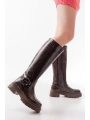 236-3021 Kahverengi Kroko Fermuarlı Günlük Kadın Çizme