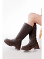 236-340 Kahverengi Fermuarlı Günlük Kadın Çizme