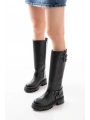 868-3026 Siyah Toka Aksesuarlı Fermuarlı Günlük Kadın Çizme