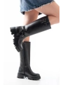 868-3026 Siyah Toka Aksesuarlı Fermuarlı Günlük Kadın Çizme