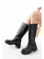 868-3026 Siyah Toka Aksesuarlı Fermuarlı Günlük Kadın Çizme