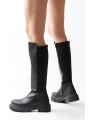 812-305 Siyah Arkası Streç Fermuarlı Günlük Kadın Çizme