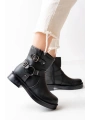 02-2013 Siyah Toka Aksesuarlı Fermuarlı Günlük Kadın Bot