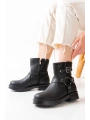 02-2013 Siyah Toka Aksesuarlı Fermuarlı Günlük Kadın Bot