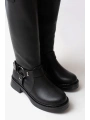02-312 Siyah Toka Aksesuarlı Fermuarlı Günlük Kadın Çizme