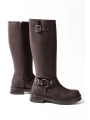 02-312 Kahverengi Toka Aksesuarlı Fermuarlı Günlük Kadın Çizme
