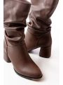 RS-2430 Kahverengi Topuklu Körüklü Günlük Kadın Bot