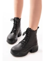 FZ-2550 Siyah Yüksek Tabanlı Bağcıklı Fermuarlı Günlük Kadın Bot
