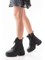 FZ-2550 Siyah Yüksek Tabanlı Bağcıklı Fermuarlı Günlük Kadın Bot